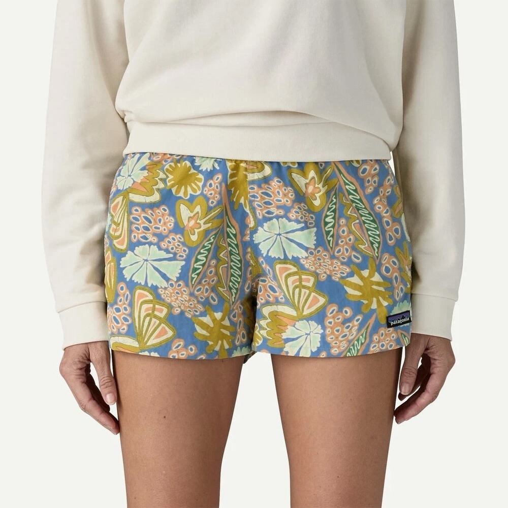 Patagonia Womens Barely Baggies 2.5" Shorts Flourish Abundant Blue Large Floral